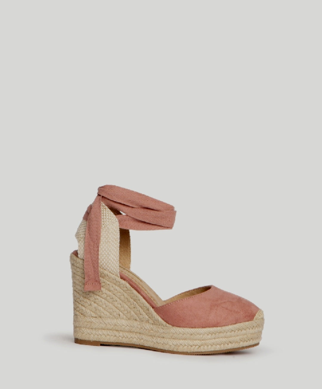 Espadrilles compensées à lacets Corina Rose pastel