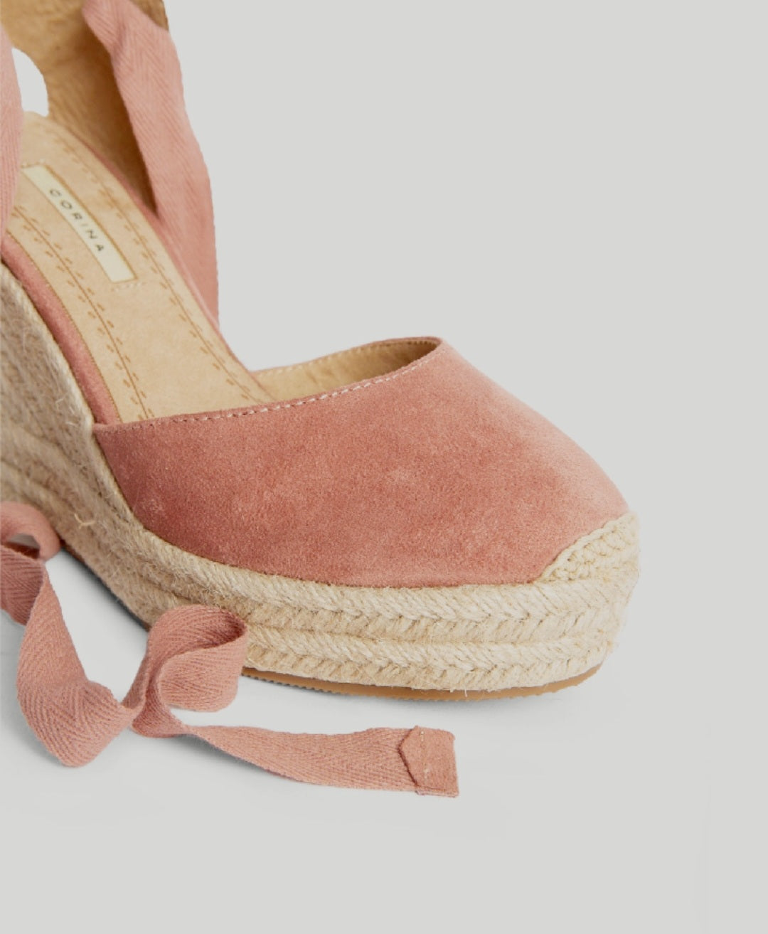 Espadrilles compensées à lacets Corina Rose pastel