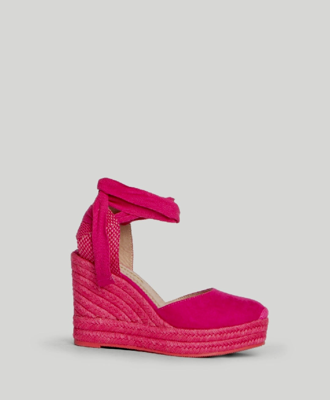 Espadrilles compensées à lacets Corina Fuchsia