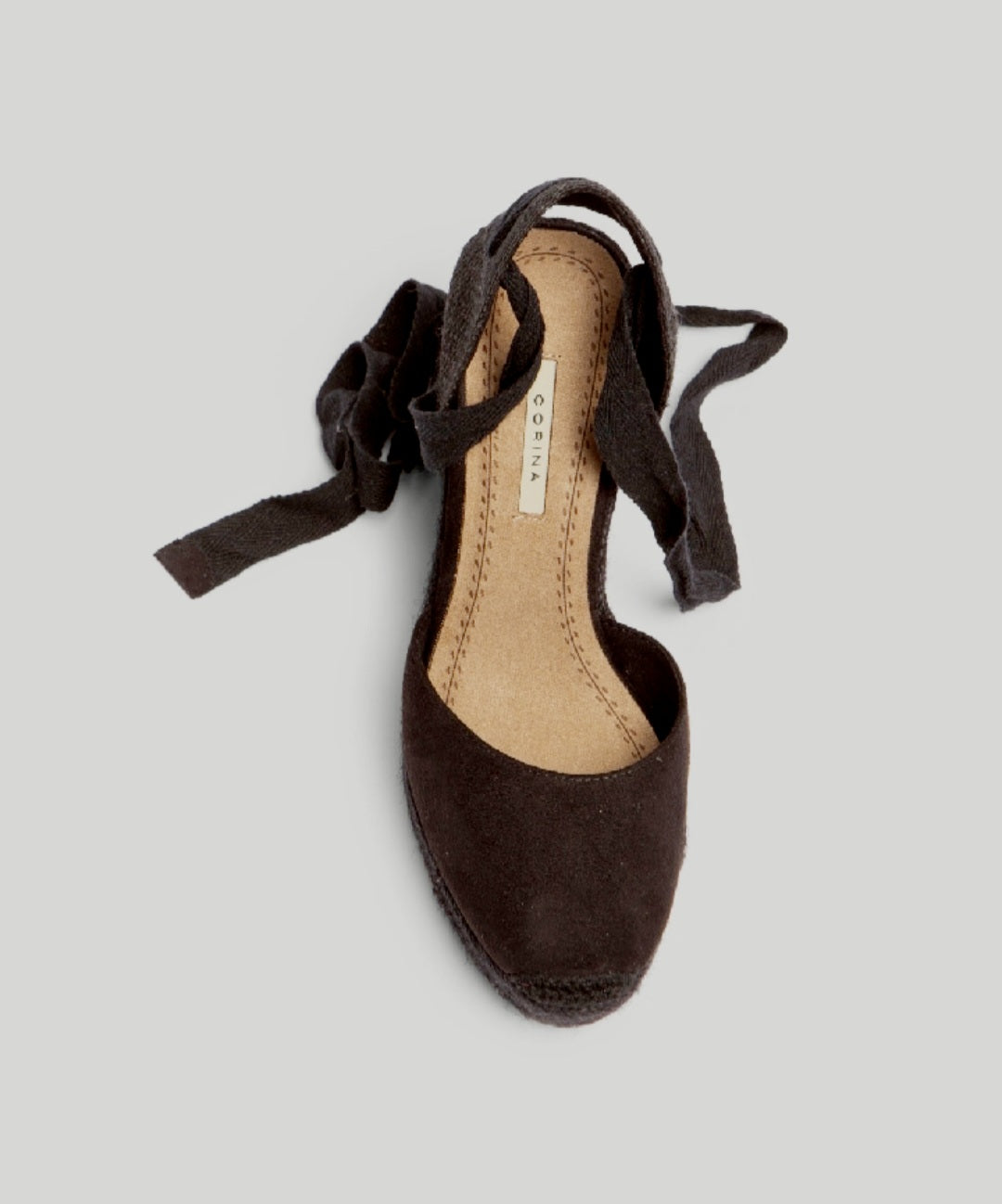 Corina Black Lace-Up Wedge Espadrilles