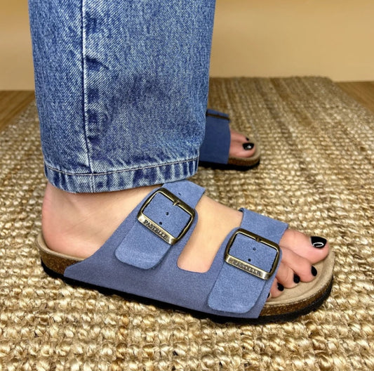 Joy Mules Leather Pastelle Paris Denim blue