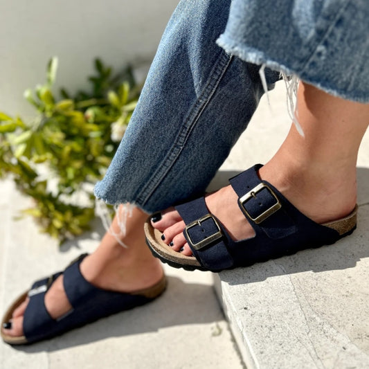 Joy Mules Leather Pastelle Paris Navy blue