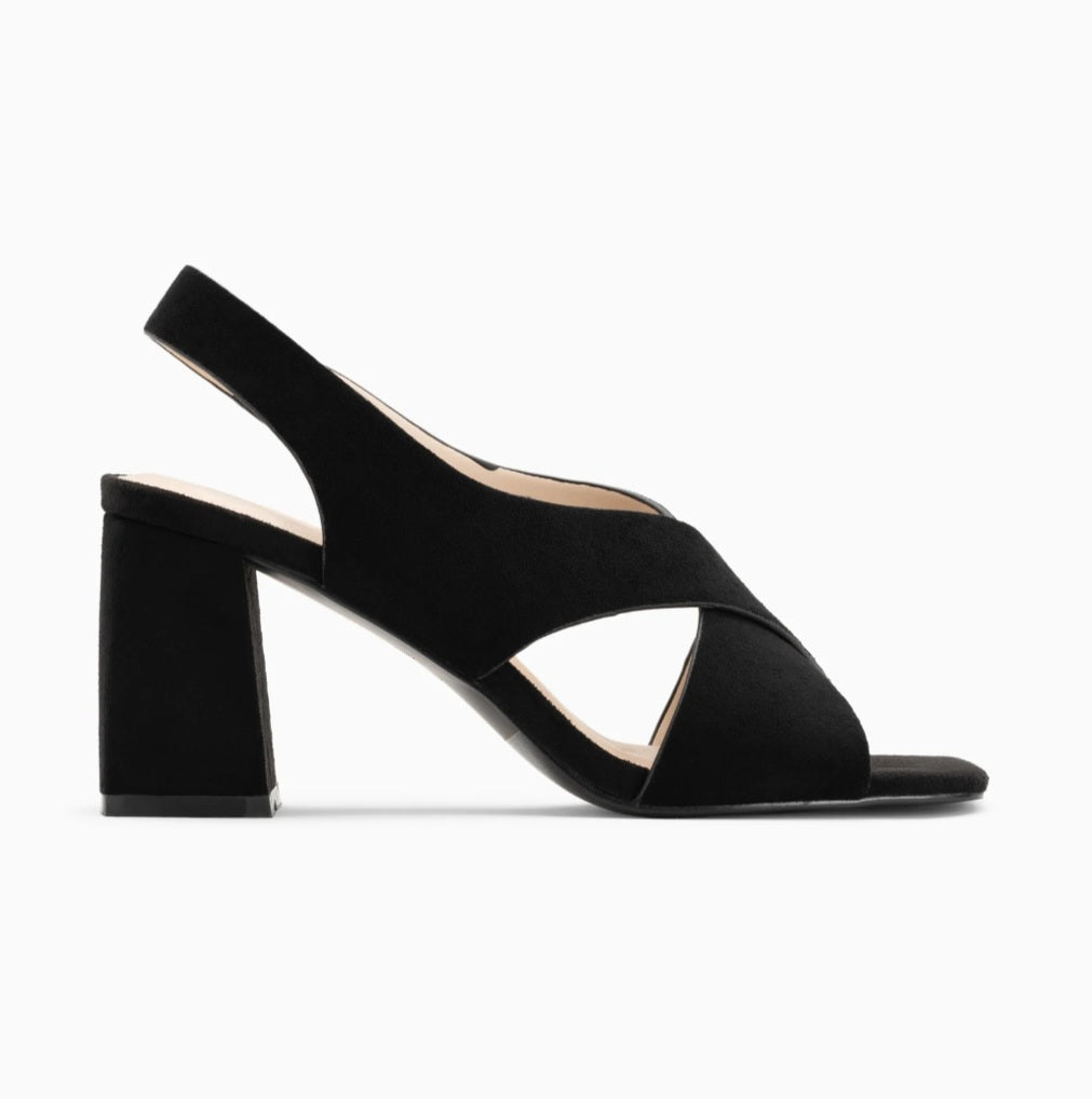 Lauren Black Cross Strap High Heel Sandals
