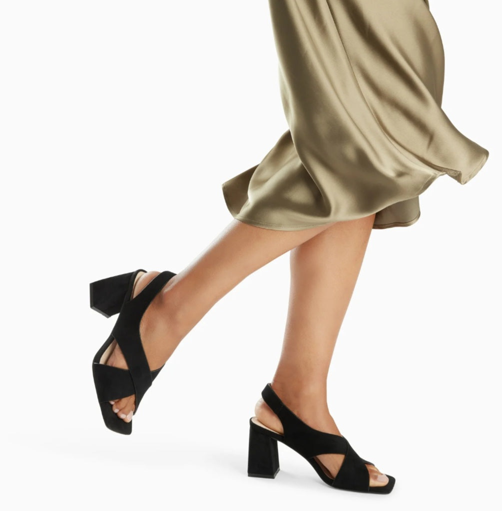 Lauren Black Cross Strap High Heel Sandals