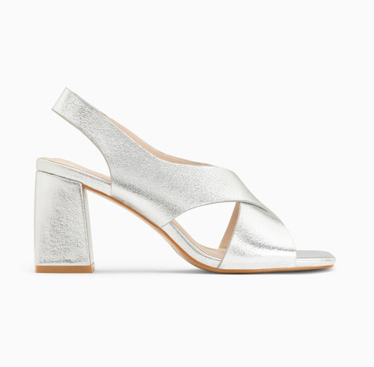 Lauren Silver Cross Strap High Heel Sandals