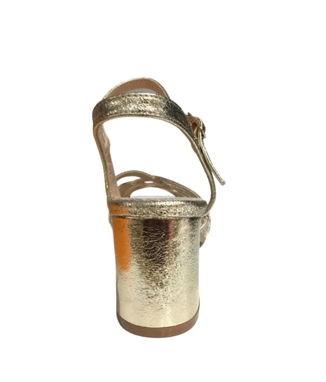 Gold Multi-Strap Heeled Sandals