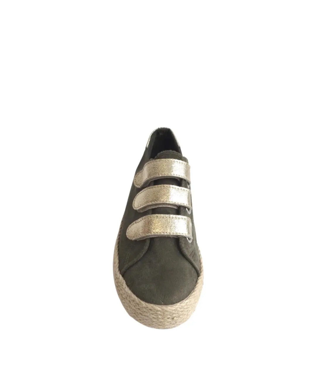 Baskets espadrilles à scratch Kaki