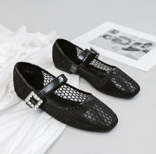 Black net babbies ballerinas
