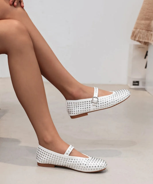Babbies ballerinas with jewelry White