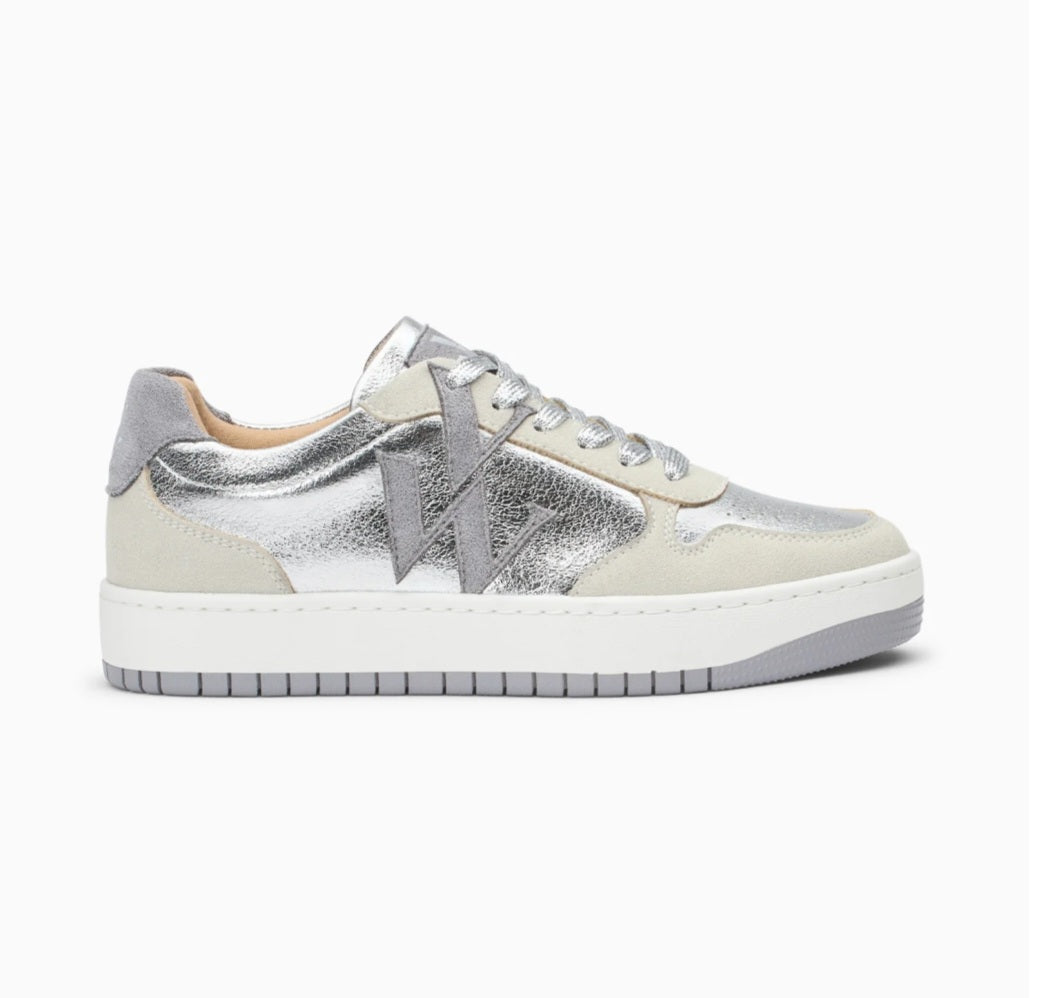 Vanessa Wu Cidem monogram silver and gray sneakers