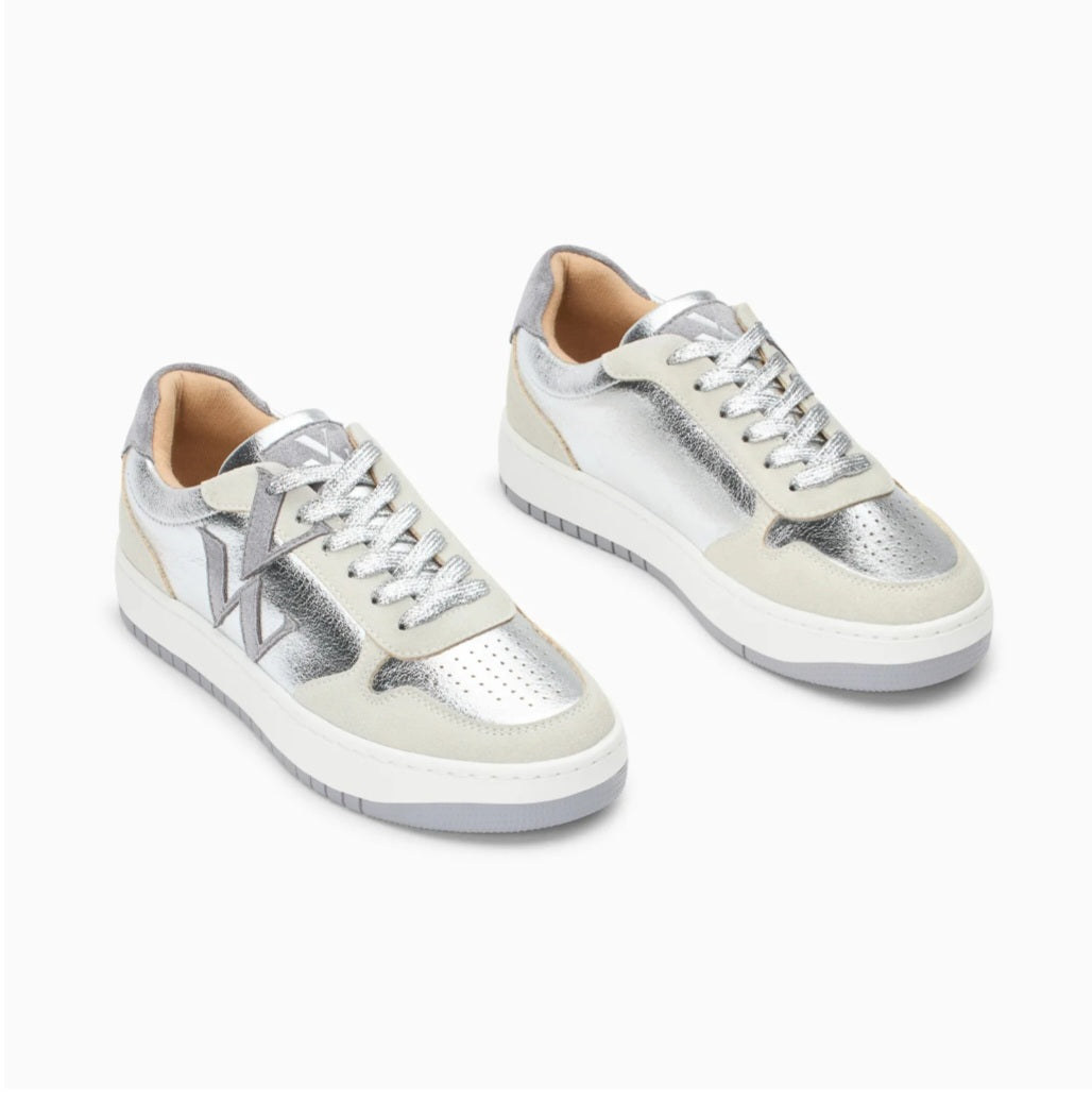 Vanessa Wu Cidem monogram silver and gray sneakers