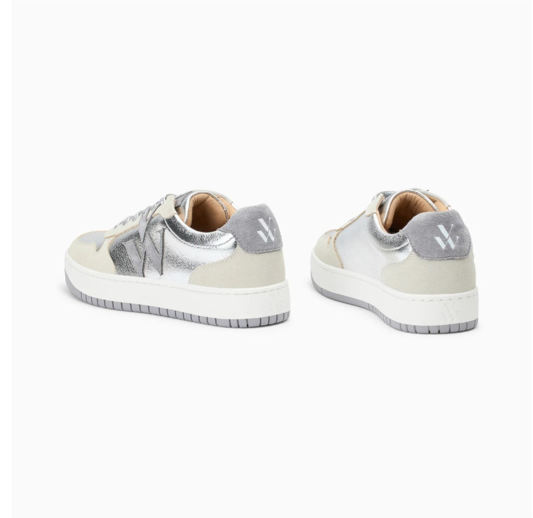 Vanessa Wu Cidem monogram silver and gray sneakers