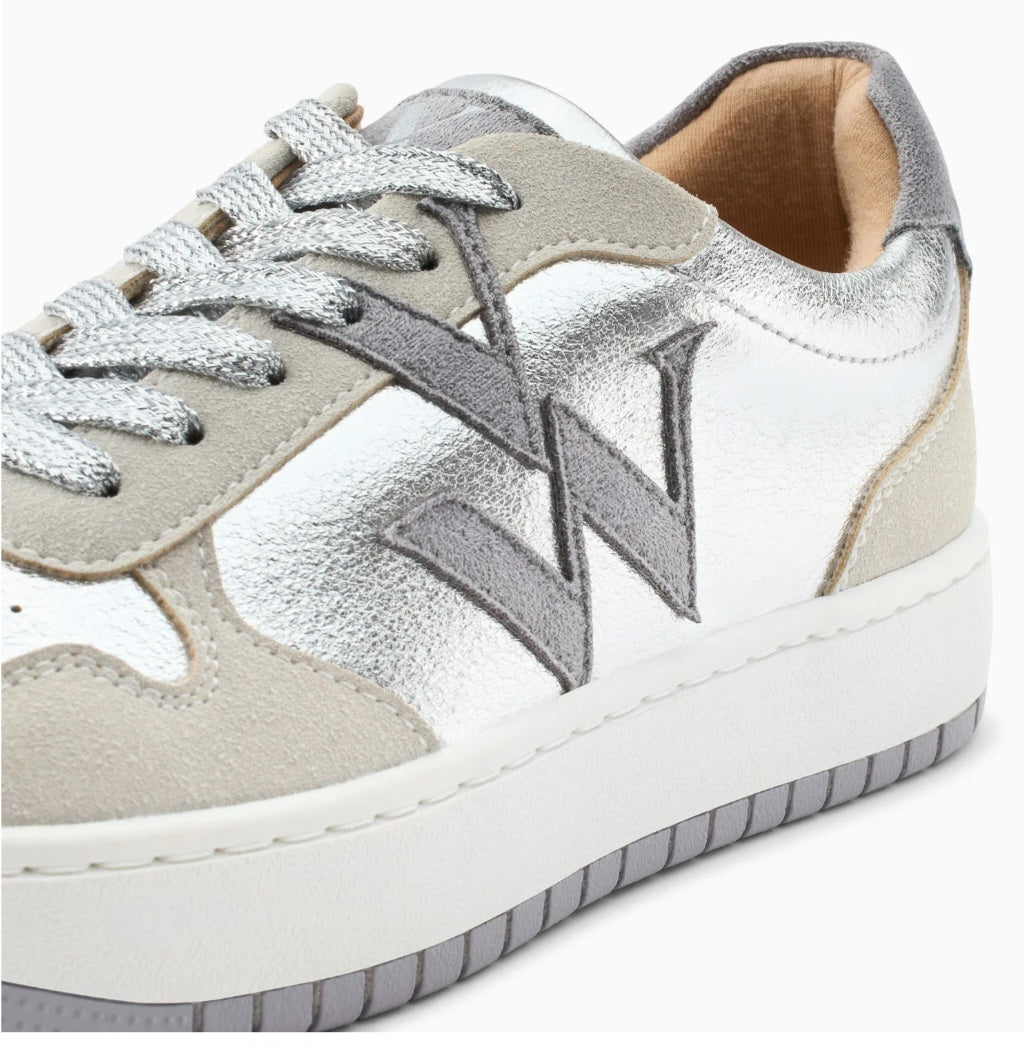 Vanessa Wu Cidem monogram silver and gray sneakers