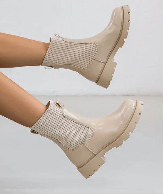 Beige sock boots