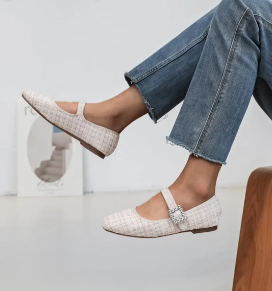 Babbies tweed ballerinas Beige