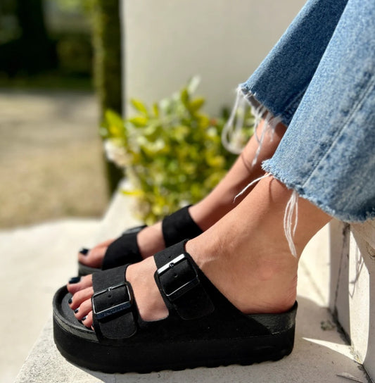 Mules Leather Platform Sienna Pastelle Paris Black