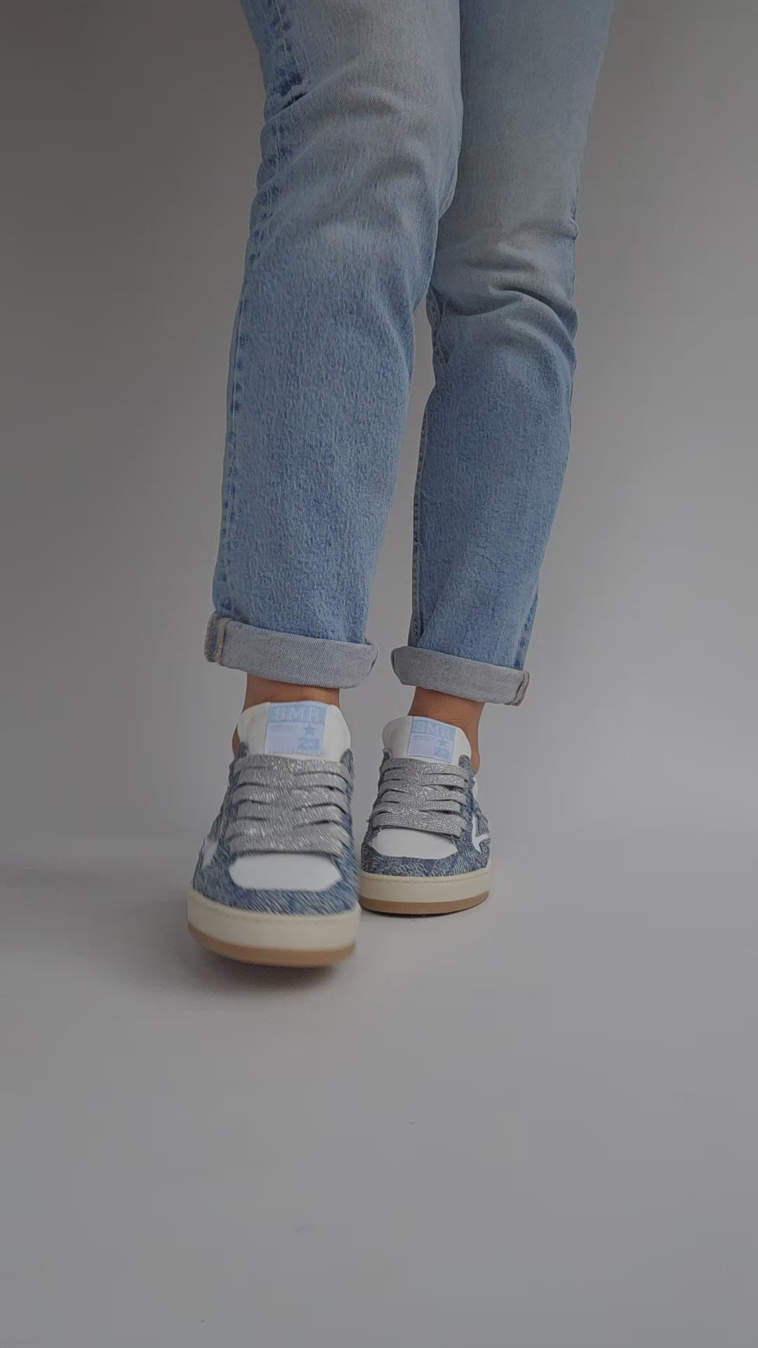 Baskets Semerdjian Dany D353 Blanc, Denim & Argent