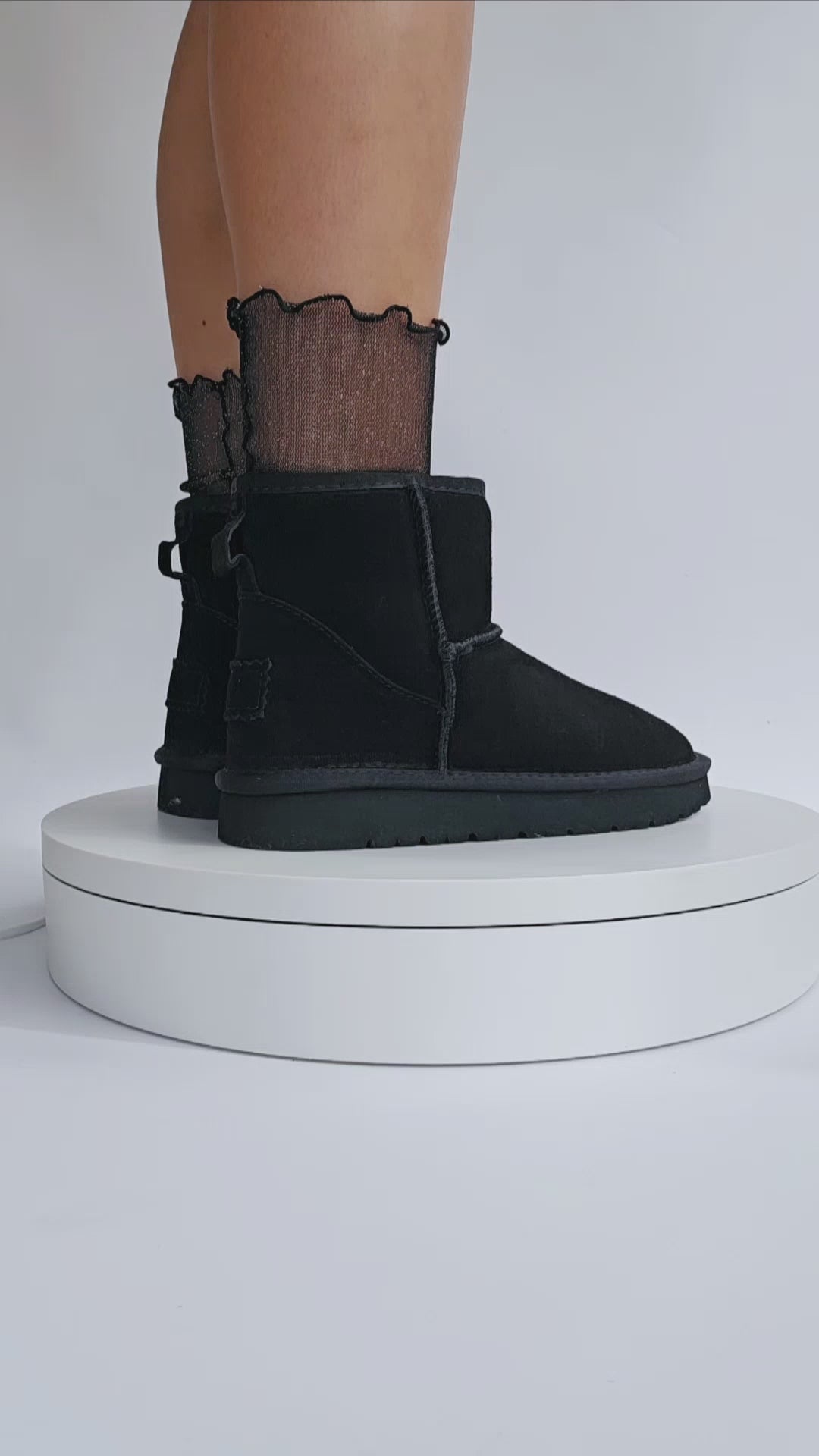 Boots fourrées CUIR femme courte Noire