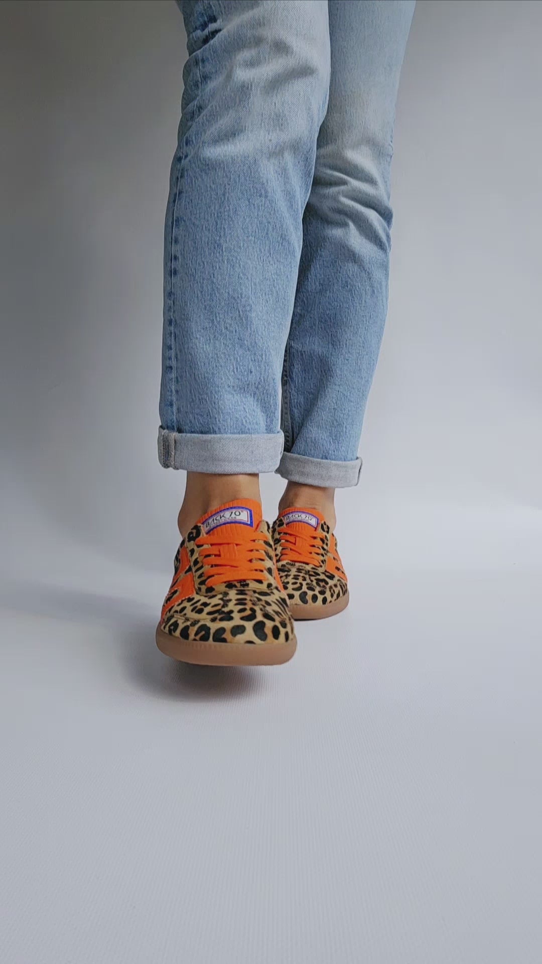 Baskets Back70 cloud Léopard & Orange