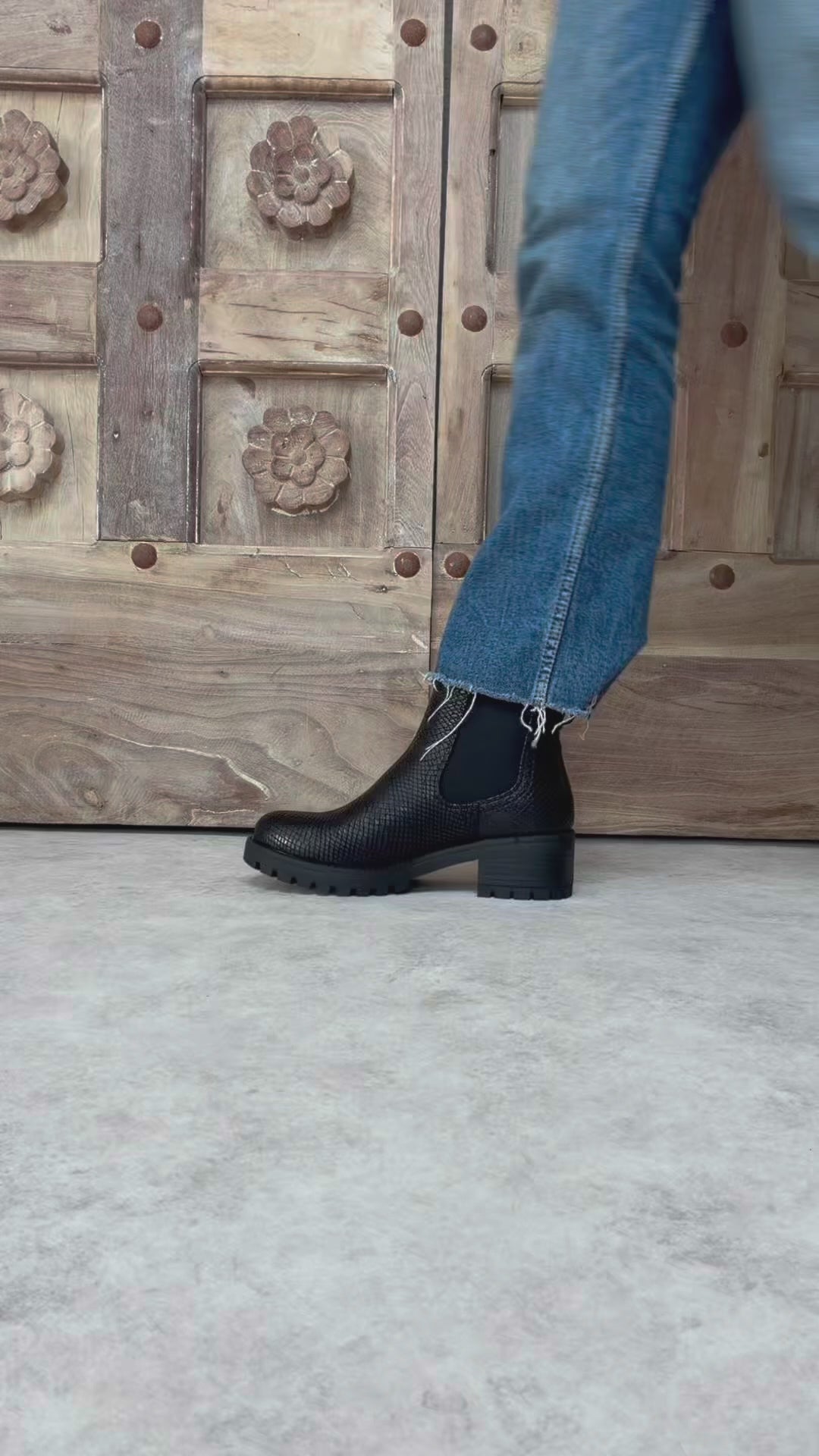 Chelsea Boots Femme Effet Craquelé Noir