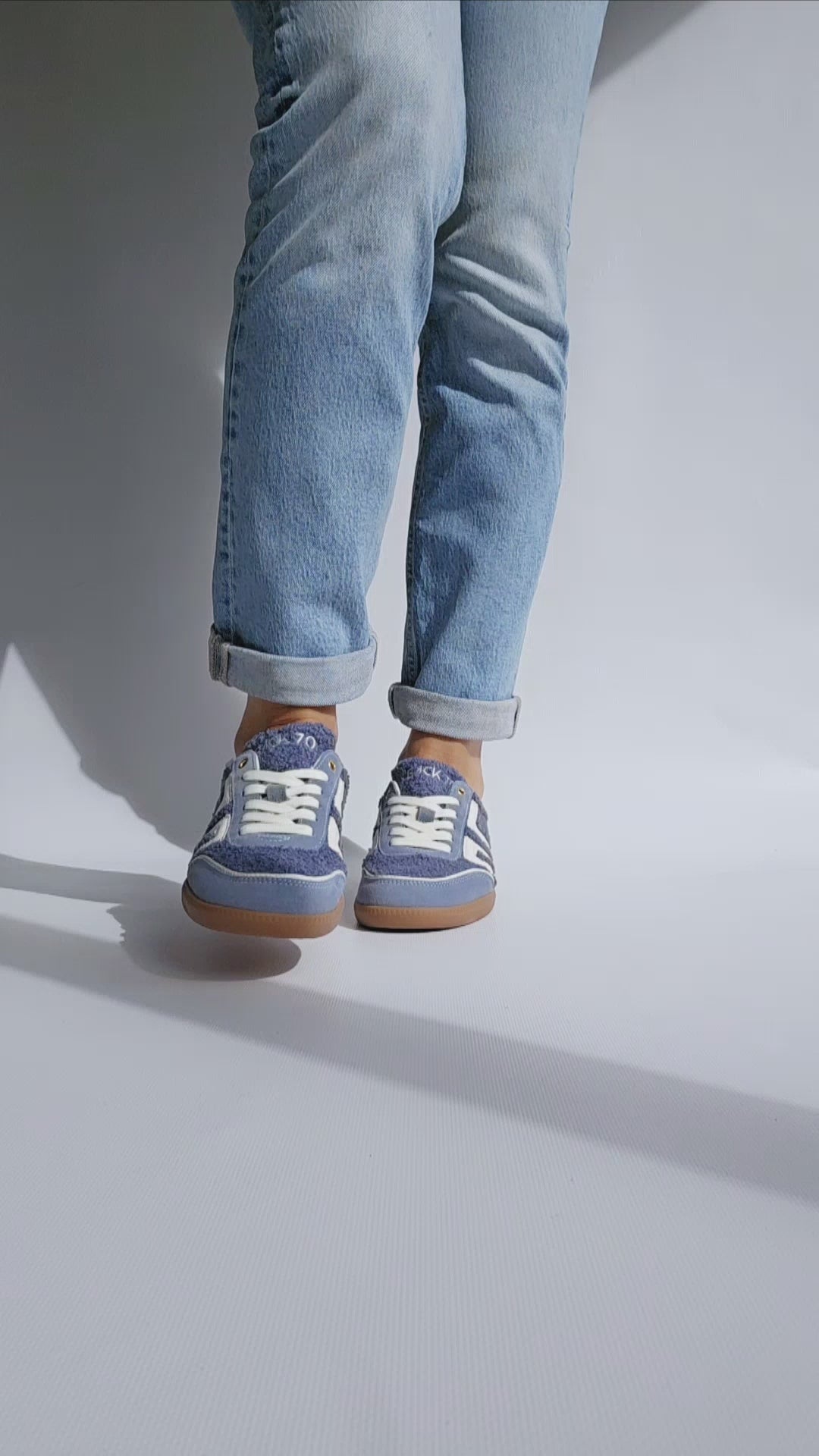 Baskets Back70 cloud bouclette Bleu clair & Blanc