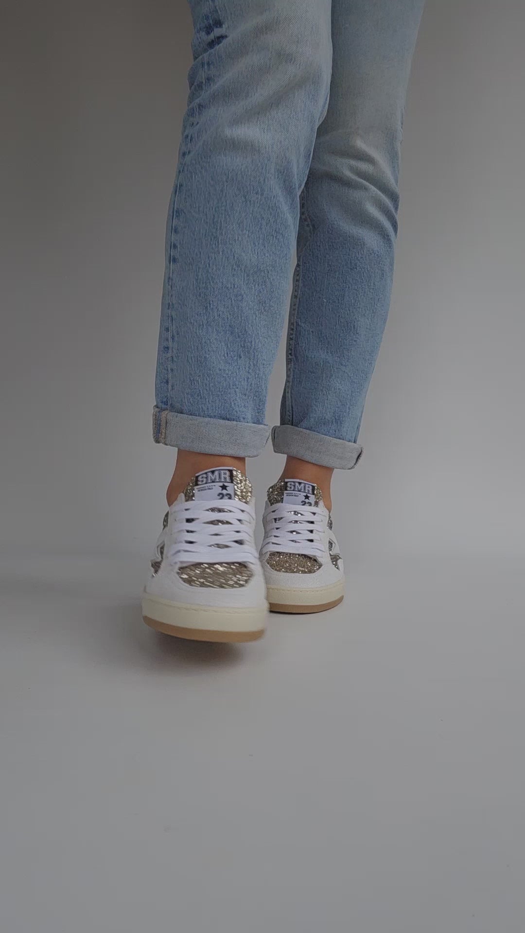 Baskets Semerdjian Dany D346 Glitter Doré & Détails Gris Clair