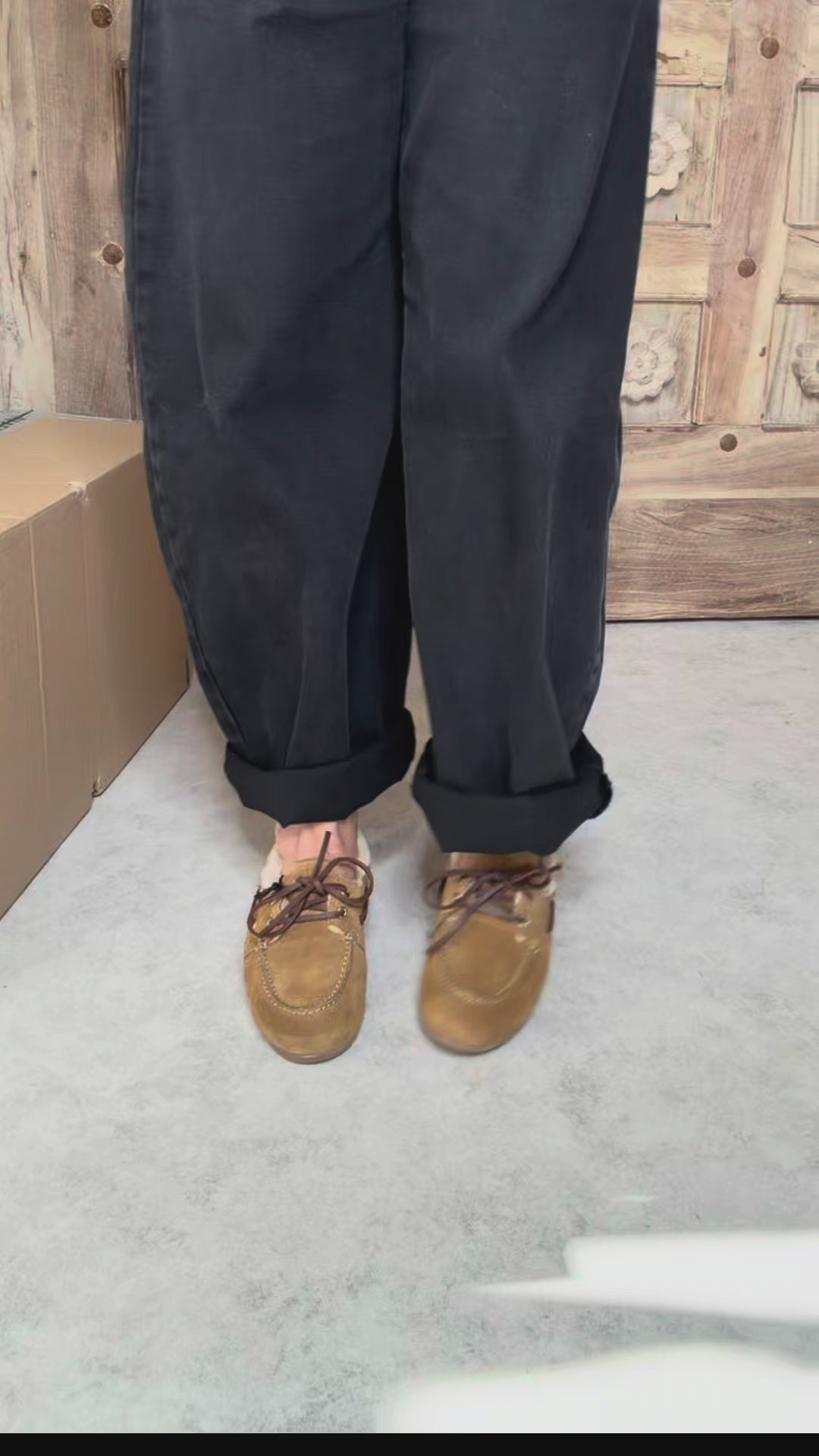 Mocassins Fourrés Femme Pavement – Daim Cognac
