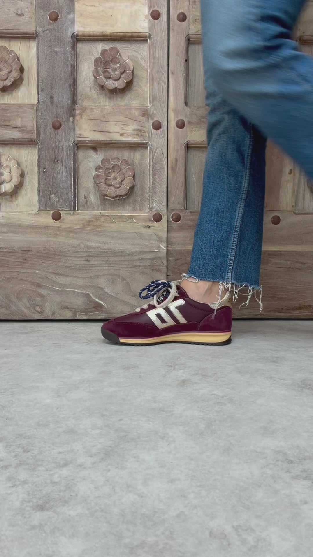 Baskets Back70 Jogger bordeaux en cuir – Running rétro femme
