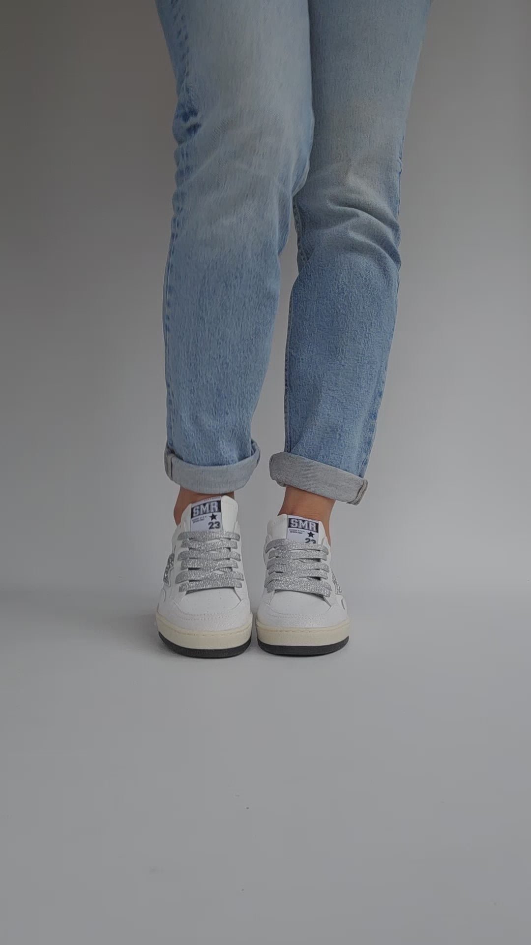 Baskets Semerdjian Dany D342 Blanc & Glitter Argent