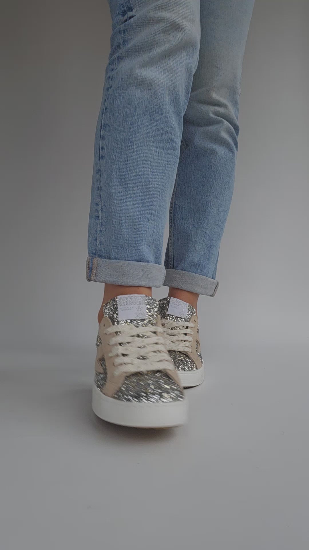 Baskets Semerdjian Maya B480 glitter Argent - Doré & Beige