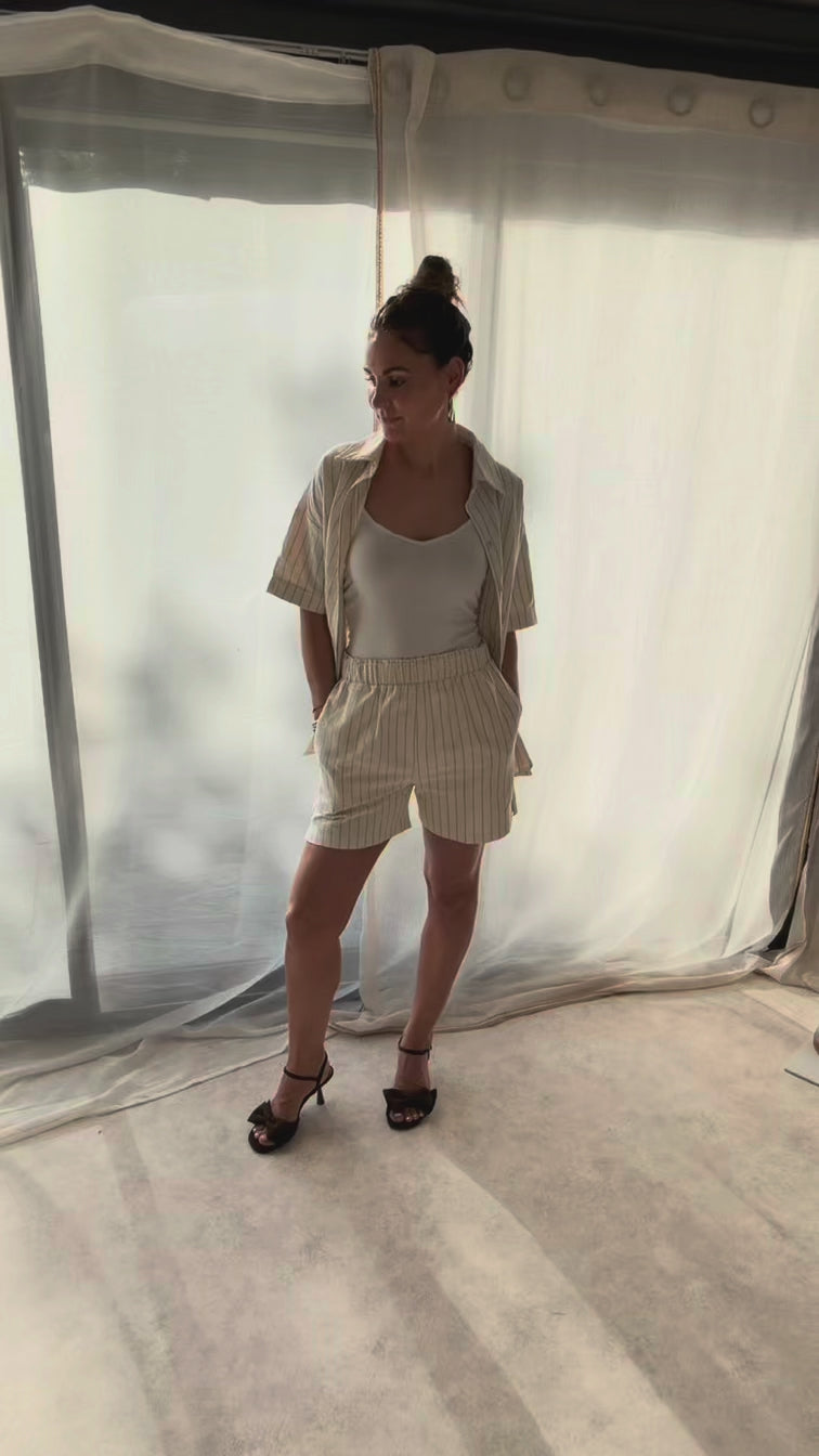 Ensemble rayé crème Chemise & Short