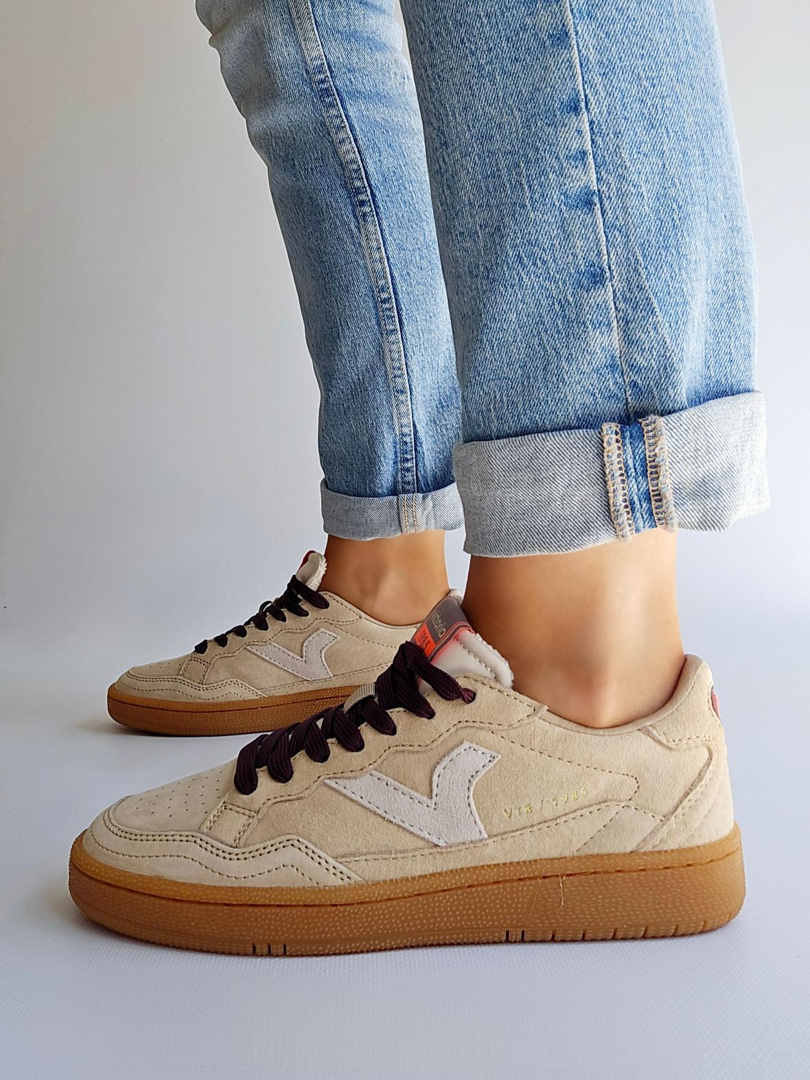 Baskets Victoria - SMASH semelle mémoire de forme Beige & bordeaux