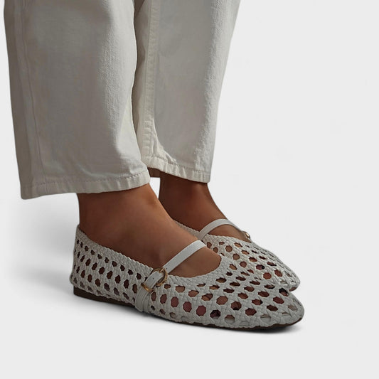 Babbies tressées bride réglable - Blanche