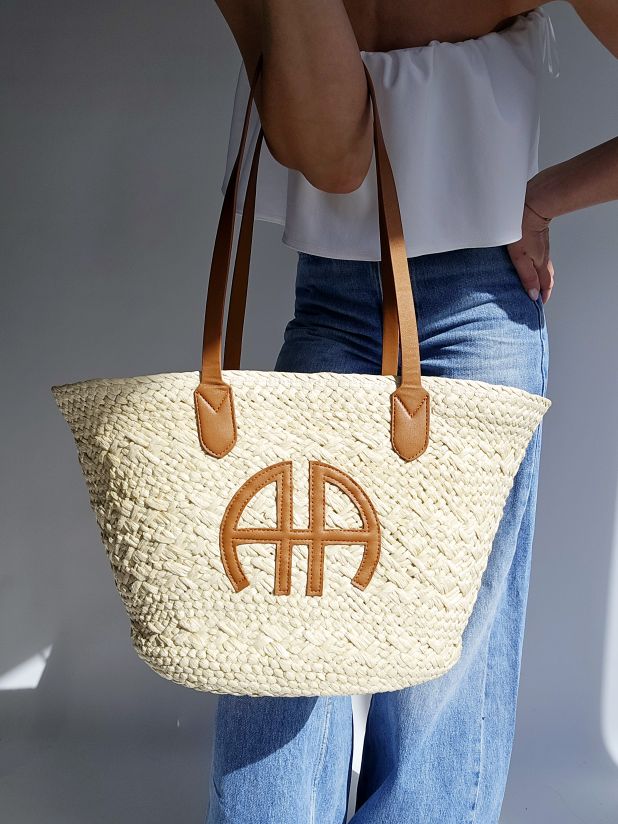 Cabas panier anse en cuir AA Beige