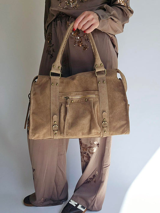 Sac Balou grand modèle daim Taupe
