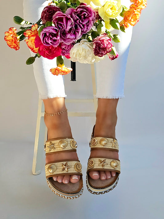 Mules coquillages Beige