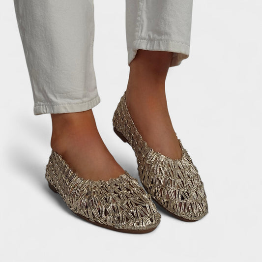 Ballerines tressées ajourées – Ballerines légères Doré