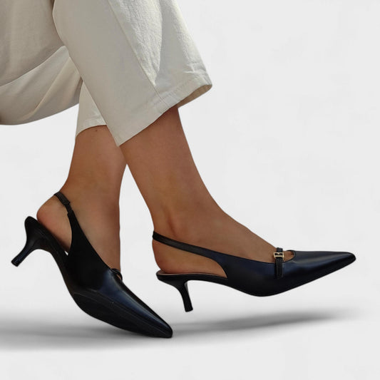 Escarpins slingback bout pointu – Noir