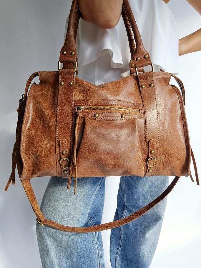 Sac Balou cuir Grand Camel foncé