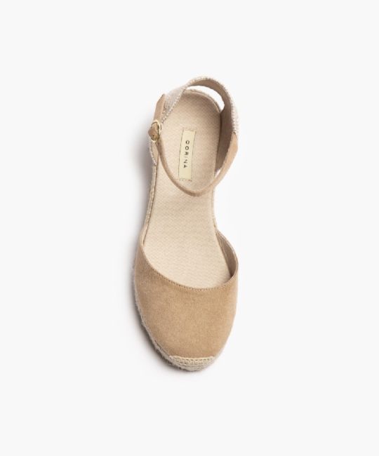 Corina Beige Closed Wedge Espadrilles