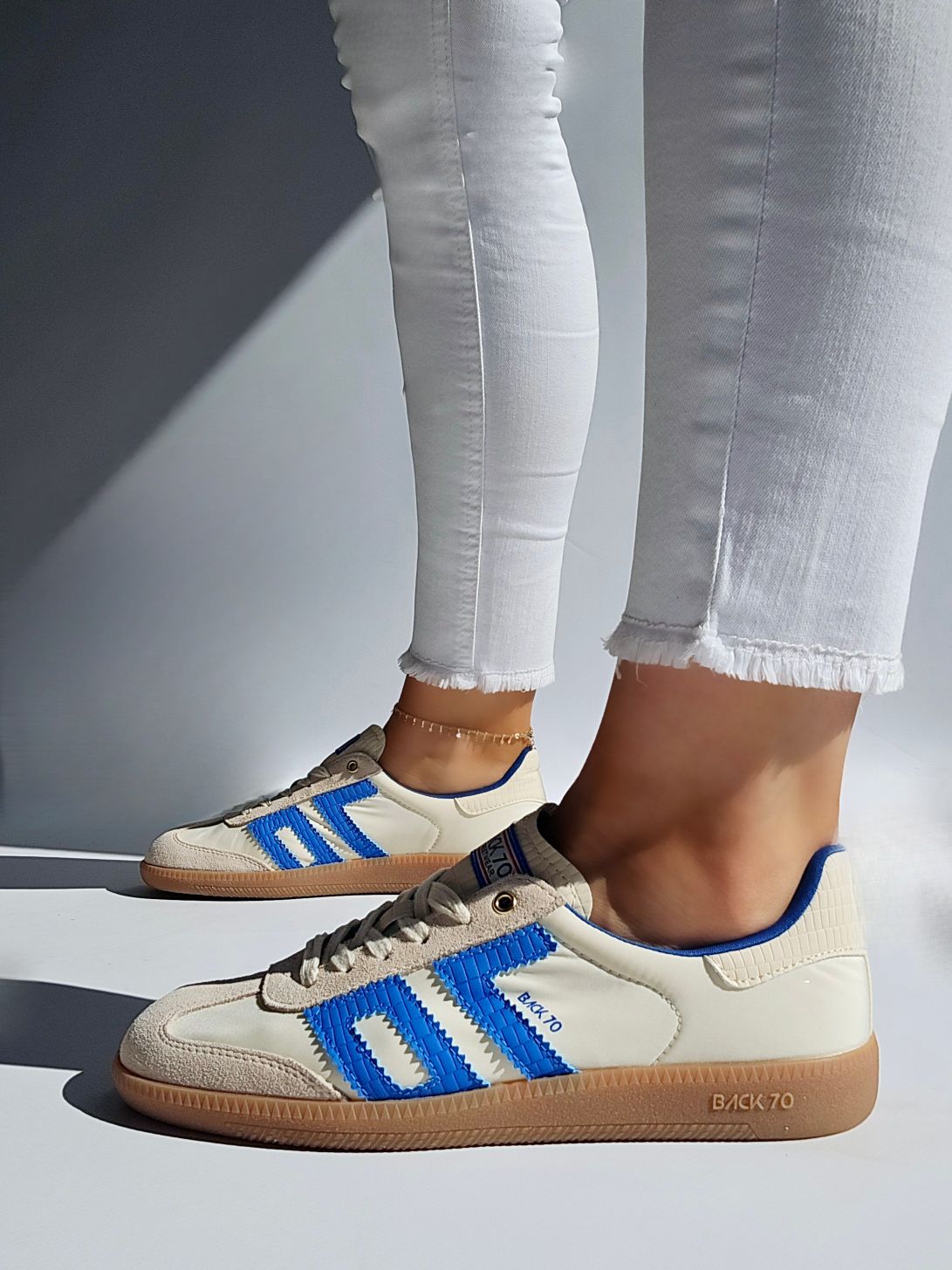 Baskets back70 nylon Beige & Bleu