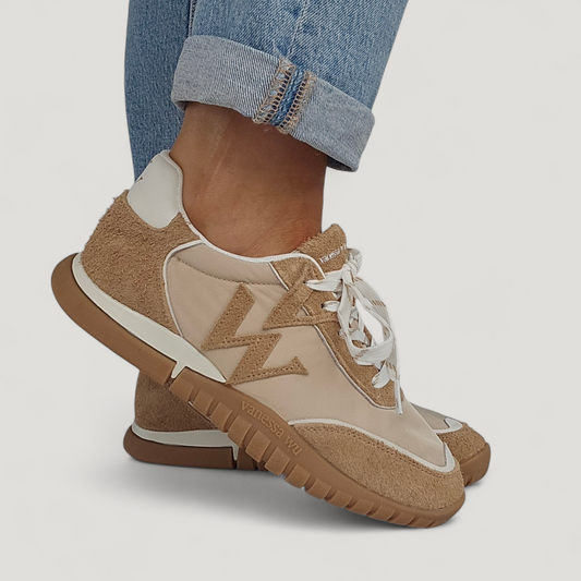 Baskets Wave Vanessa Wu - Premium cuir - Taupe