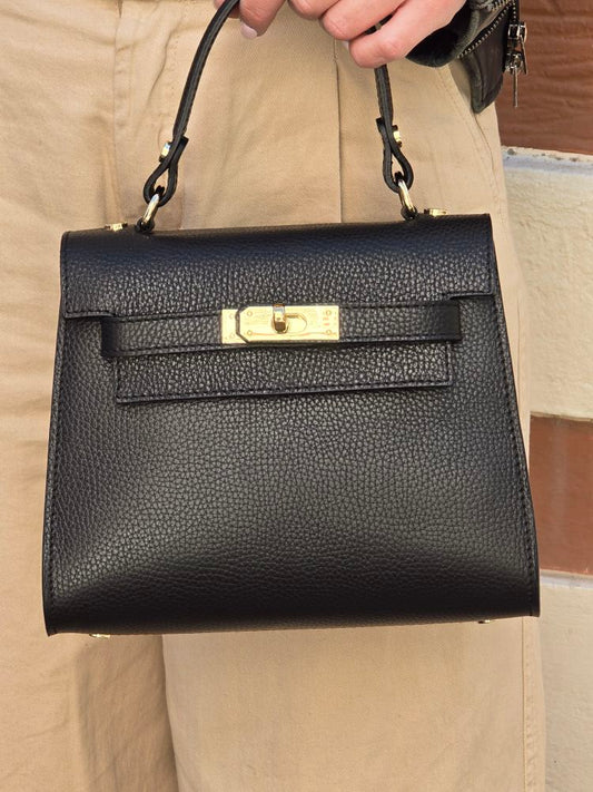 Sac Kellie cuir grainé Moyen Noir