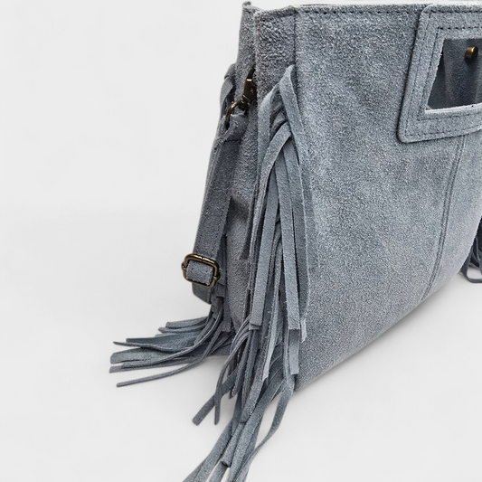Sac frange rectangle - bandouillère Bleu ciel