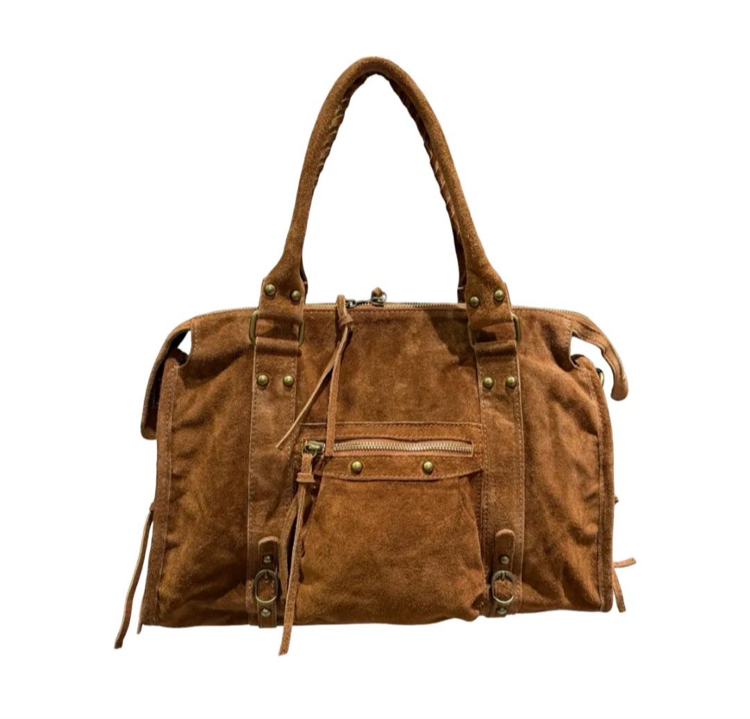 Sac Balou grand modèle daim Camel