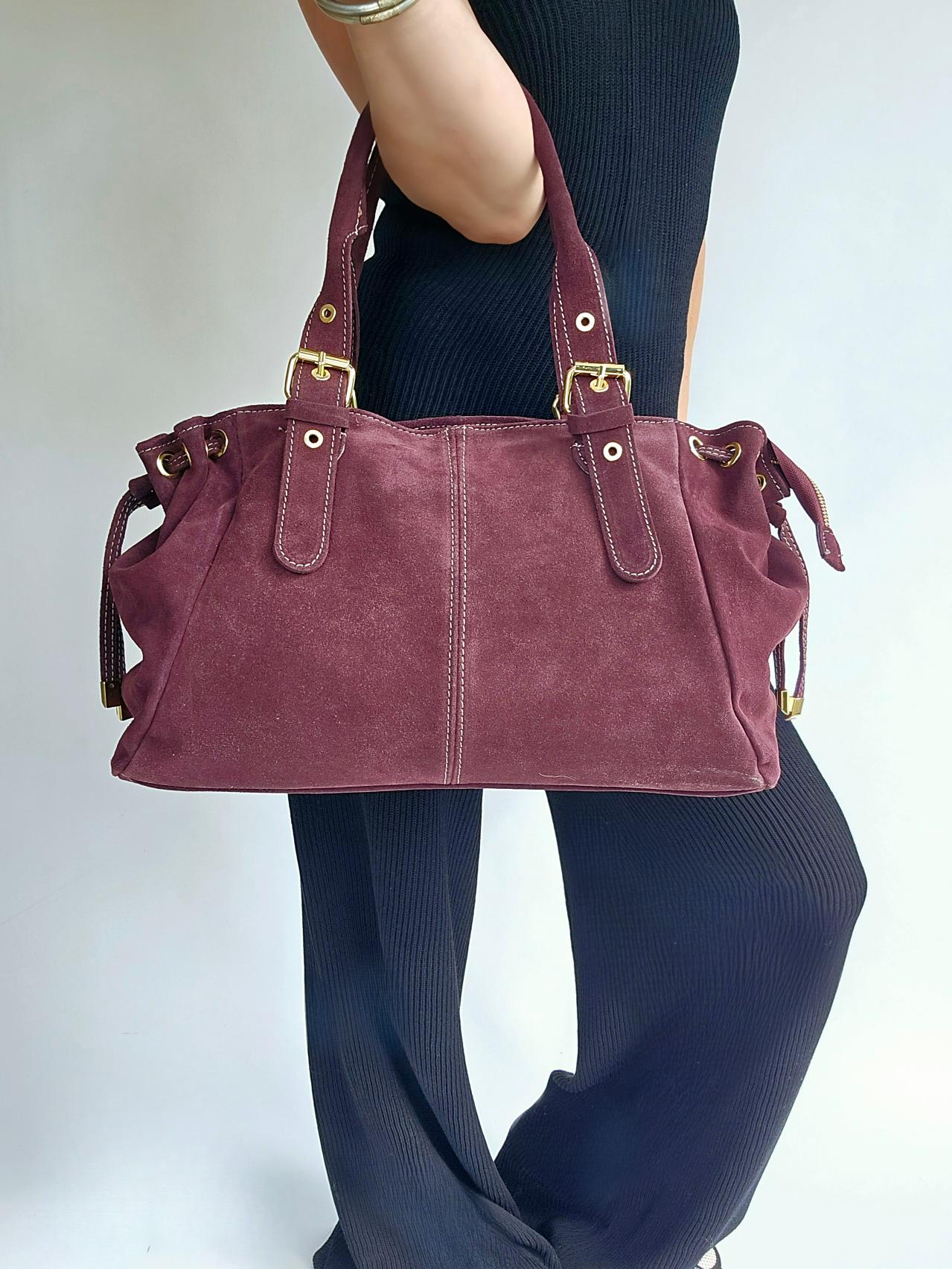 Sac Gérard grand modèle Daim Bordeaux