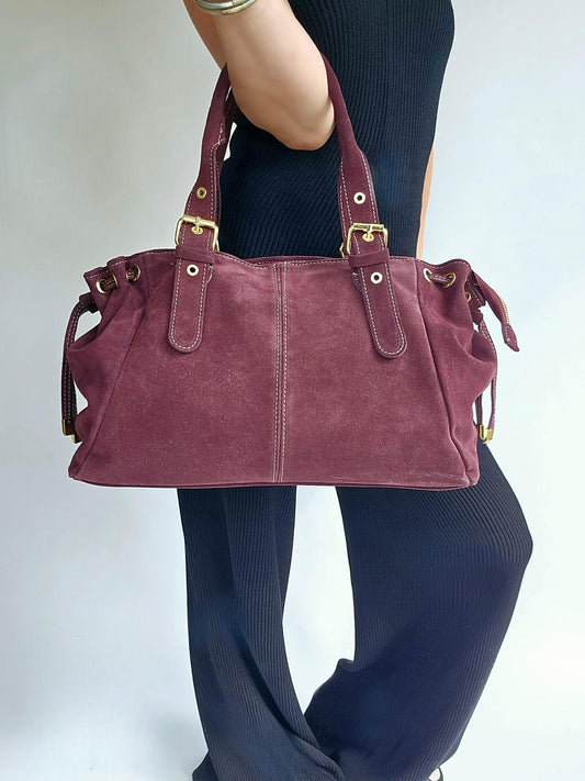 Sac Gérard grand modèle Daim Bordeaux