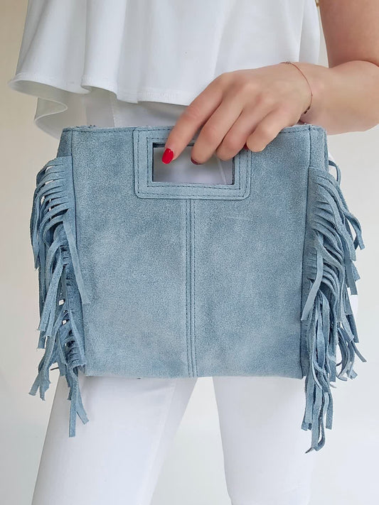 Sac bandouillère Frange Bleu ciel