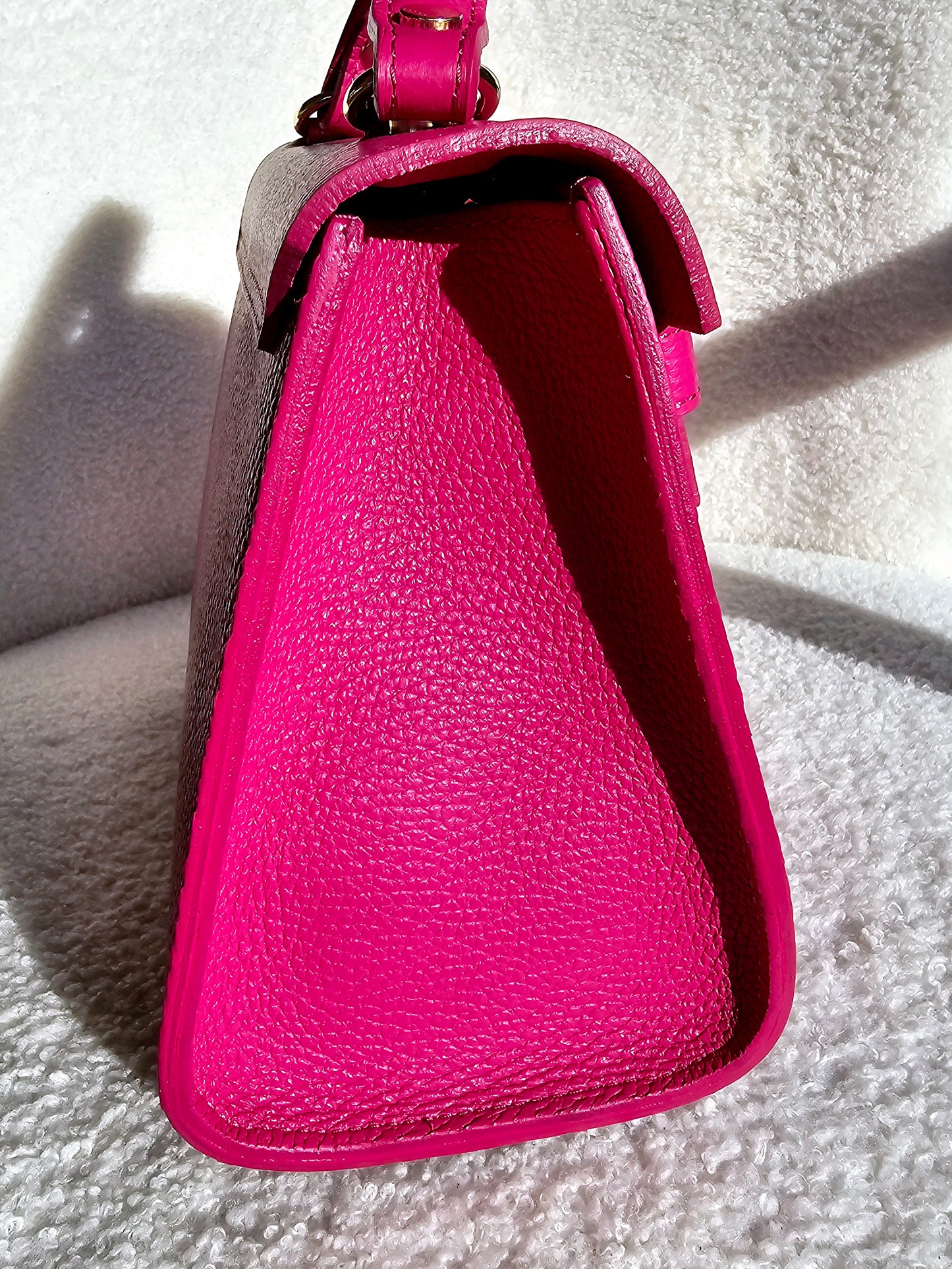 Sac Kellie cuir grainé Moyen Fushia