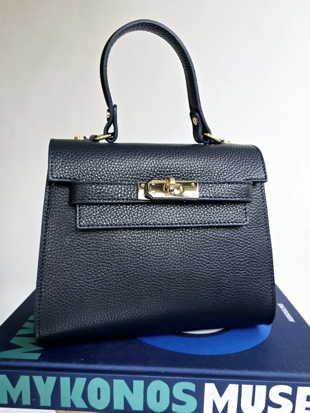 Sac Kellie cuir grainé Moyen Bleu marine